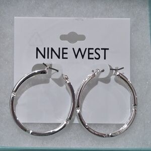 Nine West Shiny Silver Hoop Earrings